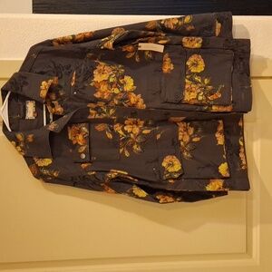 Pilcro gray floral cotton jacket S
